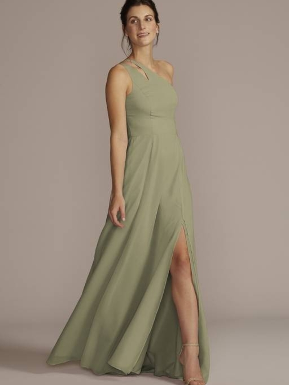David's Bridal One-Shoulder Women's Dress in Eucalyptus Size 12